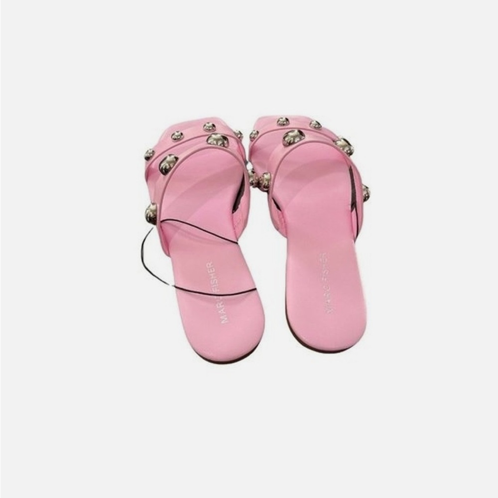 Marc Fisher Pink Studded Double-Strap Slides - Picture 3 of 3